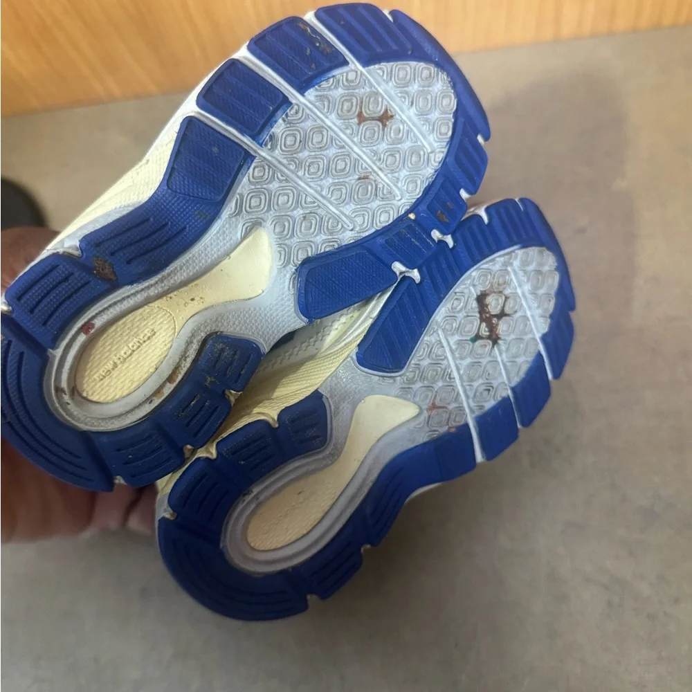 New Balance Kids White Gray and Blue Sneakers